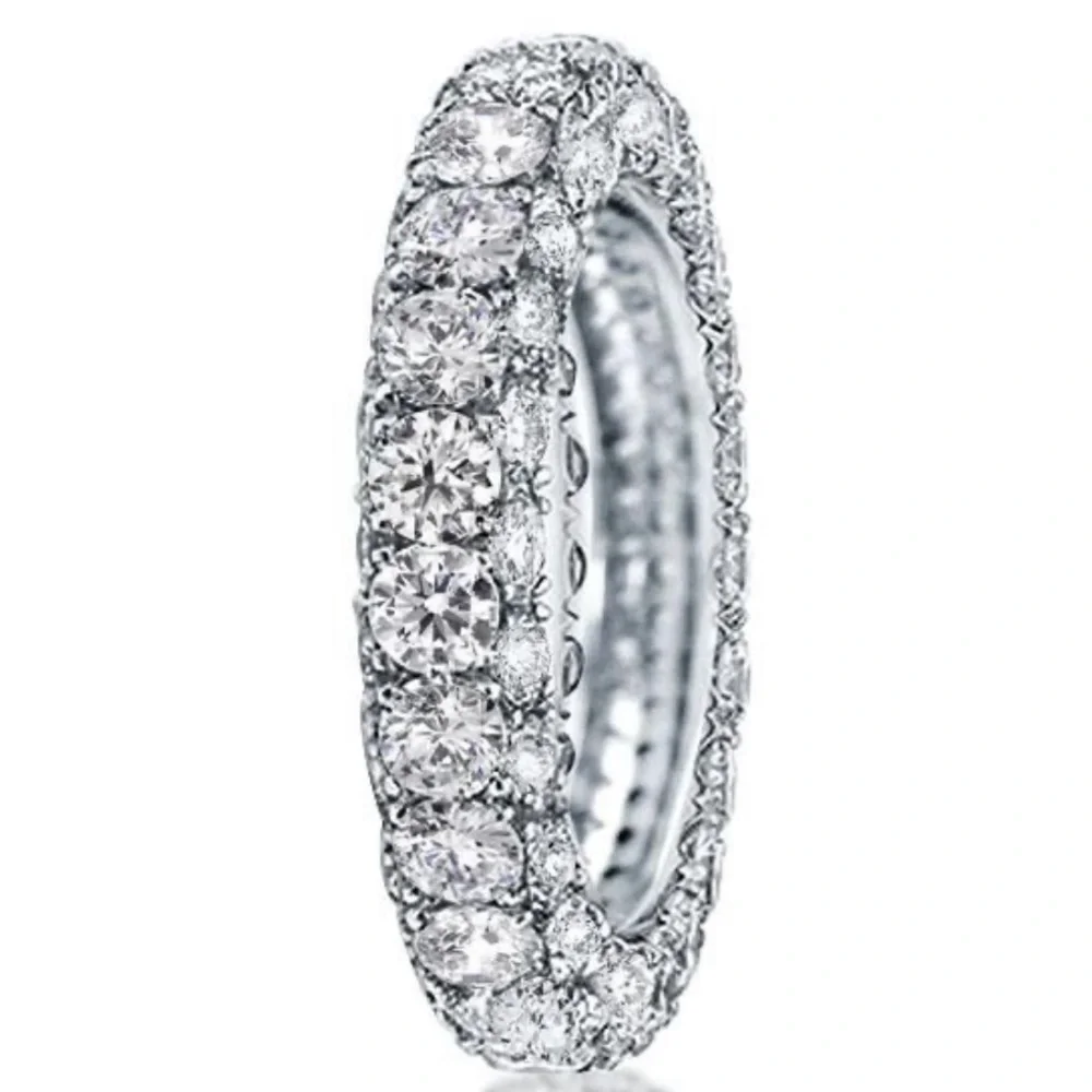 Louily 5 Ct Luxury Eternity Round Cut Wedding Band In Sterling Silver
